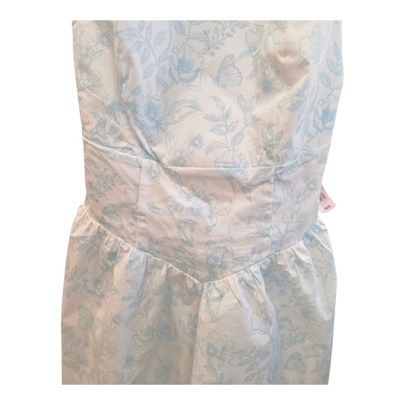 NWT Wild Fable Sleeveless Backless Dress Ladies Small Blue And White Floral - Picture 4 of 6